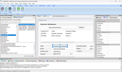 Library Browser and Events screenshot
